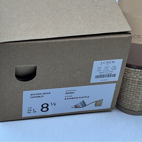 J.Crew Women’s  Classy Seasonal Style Woven Mule Raffia Rainbow Sandals Sz 8.5 - Picture 4 of 11